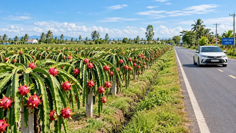 Vườn thanh long Châu Thành Long An trù phú trĩu quả chín đỏ