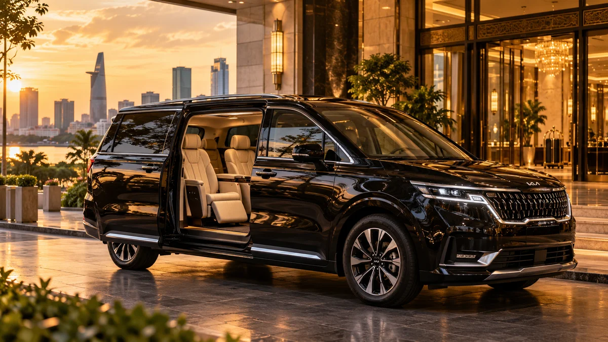 Kia Carnival cho thuê tại TPHCM: Giá, trải nghiệm thực tế, so sánh Innova/Fortuner - AZCAR thuê xe du lịch 7 chỗ 16 chỗ