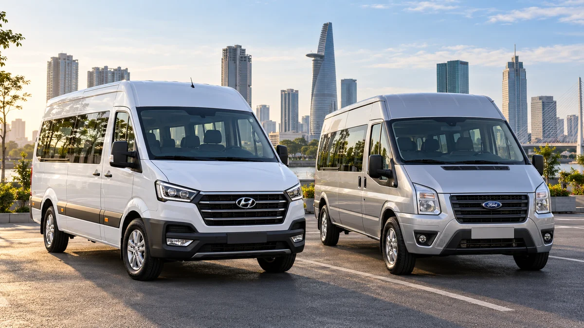 So sánh xe 16 chỗ Hyundai Solati và Ford Transit thực tế